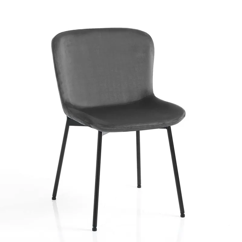 Silla Tomasucci Snug Velvet con estructura de metal negro mate y tapizado de microfibra efecto terciopelo - Sala de estar