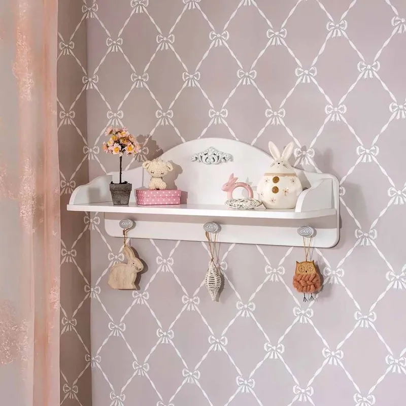Estantería de pared Cilek con perchero Baby Romantic en madera decorada - zona de dormir