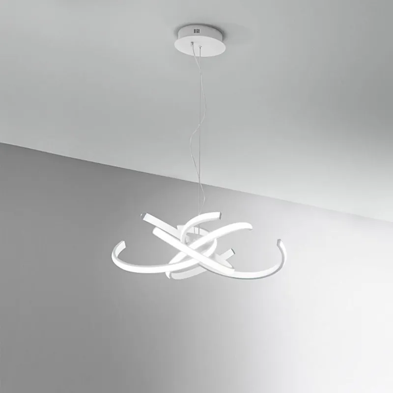 Lámpara colgante Gea Luce Cinzia con 4 módulos LED, estructura de aluminio en dos acabados, difusor de silicona blanca. - Iluminacion