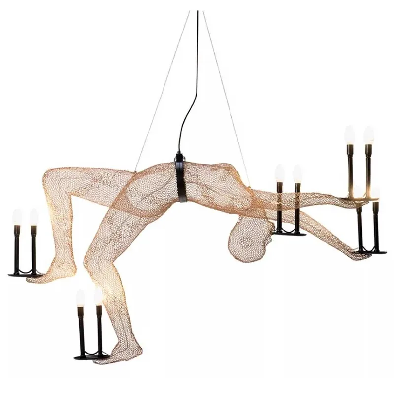 Lámpara colgante Kenneth Cobonpue Limbo Acrobat, con forma humana y 10 puntos de luz - Iluminacion