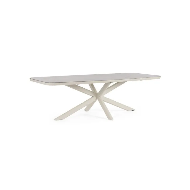 Mesa Bizzotto Isacco con estructura de aluminio y tablero de piedra - Sala de estar