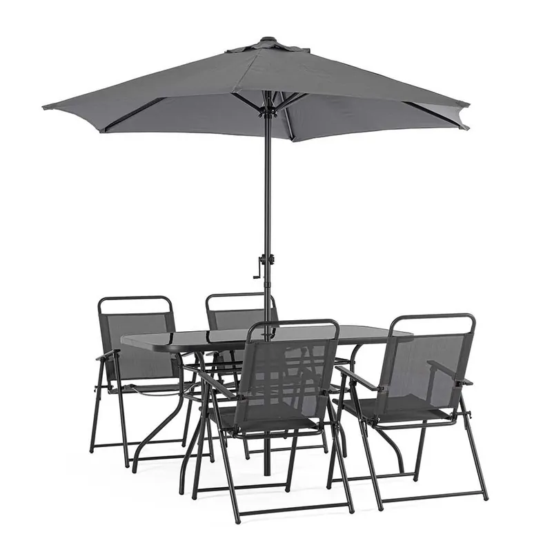Conjunto de jardín Pompeya con sillas plegables y sombrilla | Bizzotto - Mueble de jardin