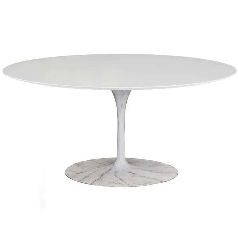 Mesa Tulipán OVAL con base con acabado de mármol | Kasa-Store