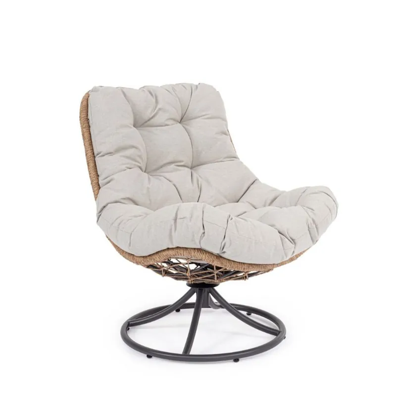 Silla giratoria de jardín Azores en antracita | Bizzotto - Mueble de jardin