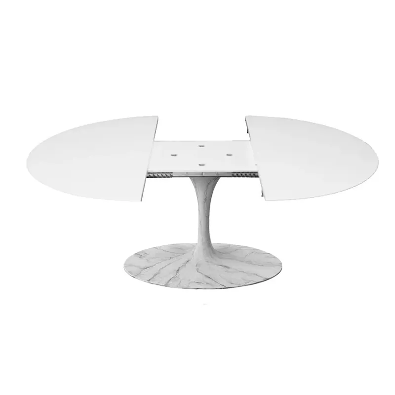 Mesa ovalada Tulip extensible con bases con acabado de mármol | Kasa-Store