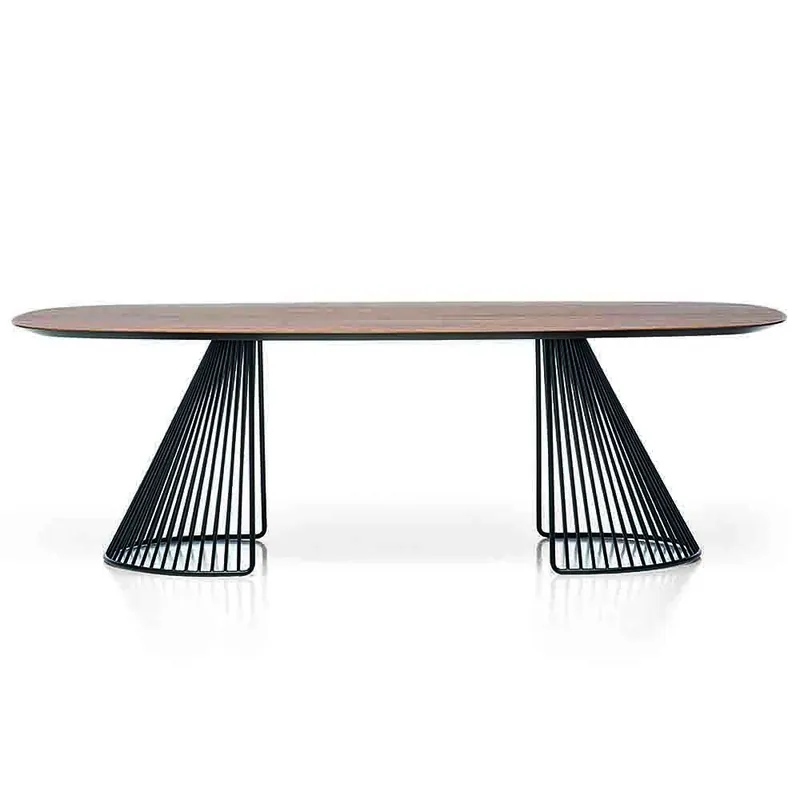 BBB Italia | Mesa fija de rejilla con estructura metálica y tablero de madera para salones - Sala de estar