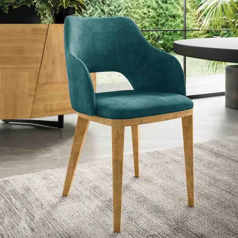FGF Mobili | Silla Diva Wood en madera y tapicería de terciopelo - Sala de estar