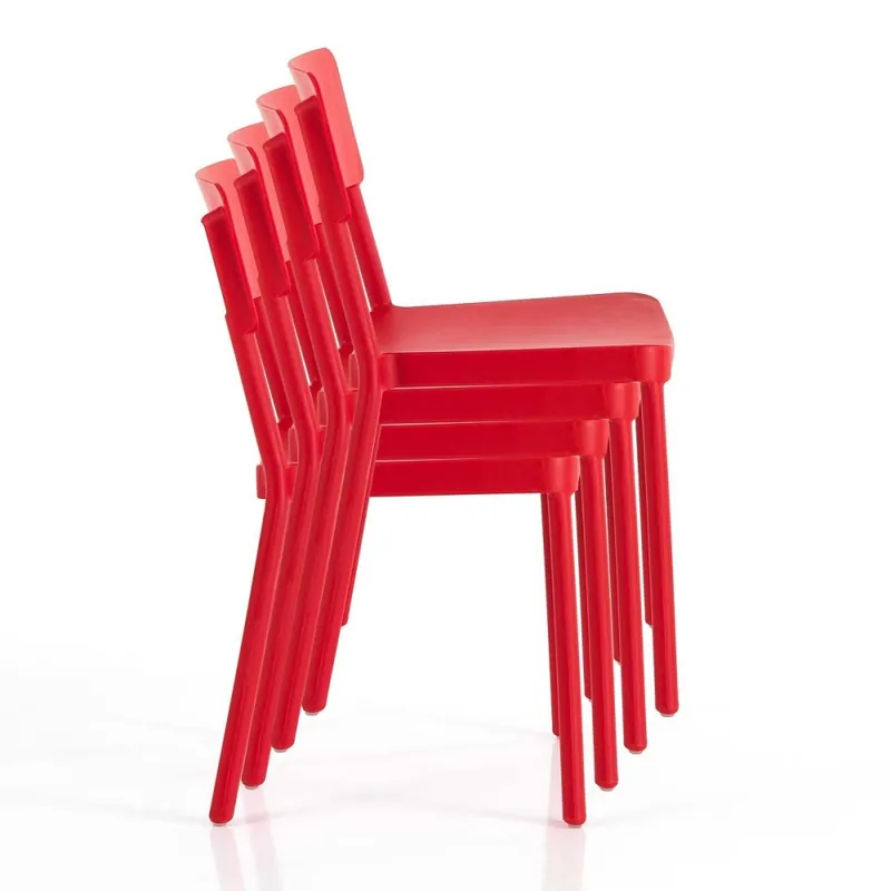 Tomasucci | Silla de jardín apilable de polipropileno | Rojo Anja - Mueble de jardin