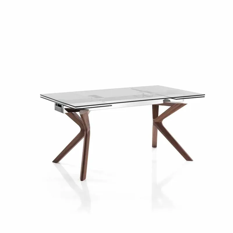 Tomasucci | Mesa extensible Bran con tablero de cristal - Sala de estar