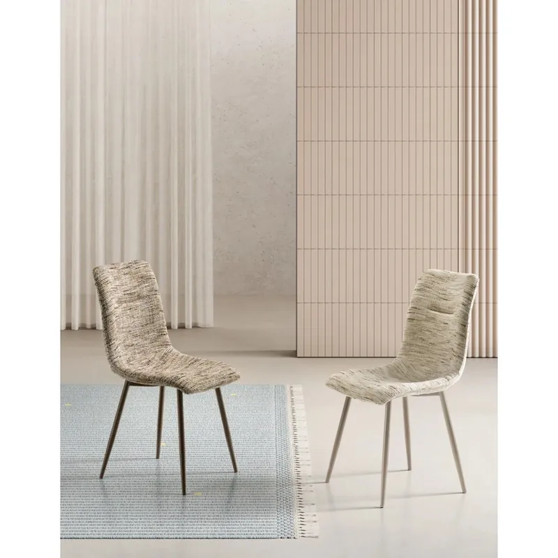 Silla tapizada Pixel en tejido con efecto melange | Ikone Casa - Sala de estar
