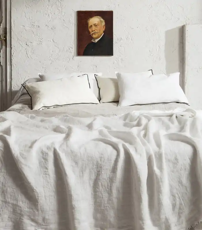 Plaid de Lino Blanc / Ecru Maison de Vacances 140x250