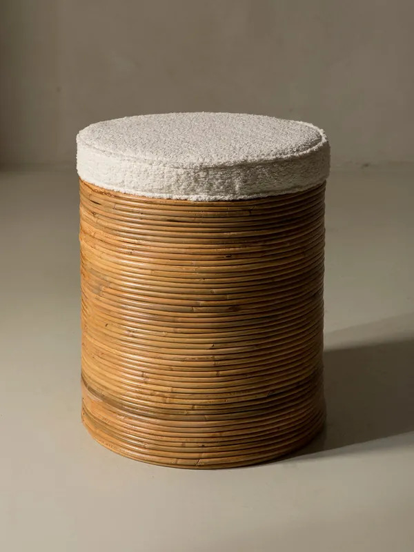 Pouf artesanal italiano de bambú y rizo - Pony Box