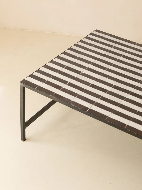 Mesa de centro Zellige rayas negras y blancas - Rachid