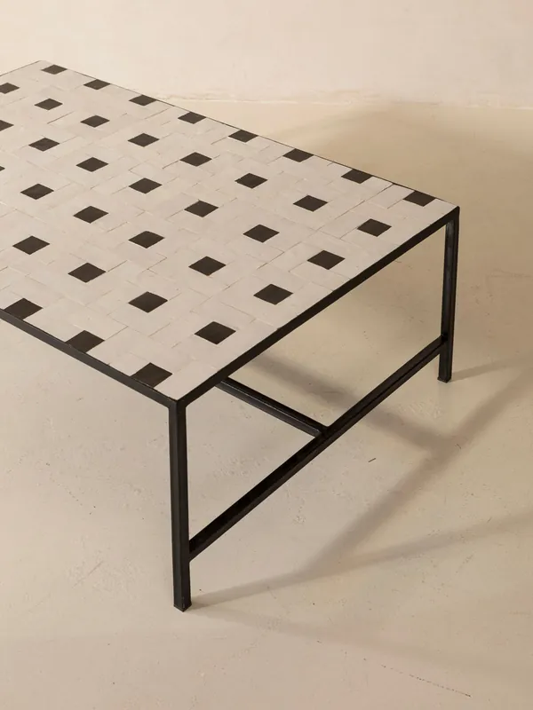 Mesa de centro Zellige Damero blanco y negro 120x80x40cm - Rachid