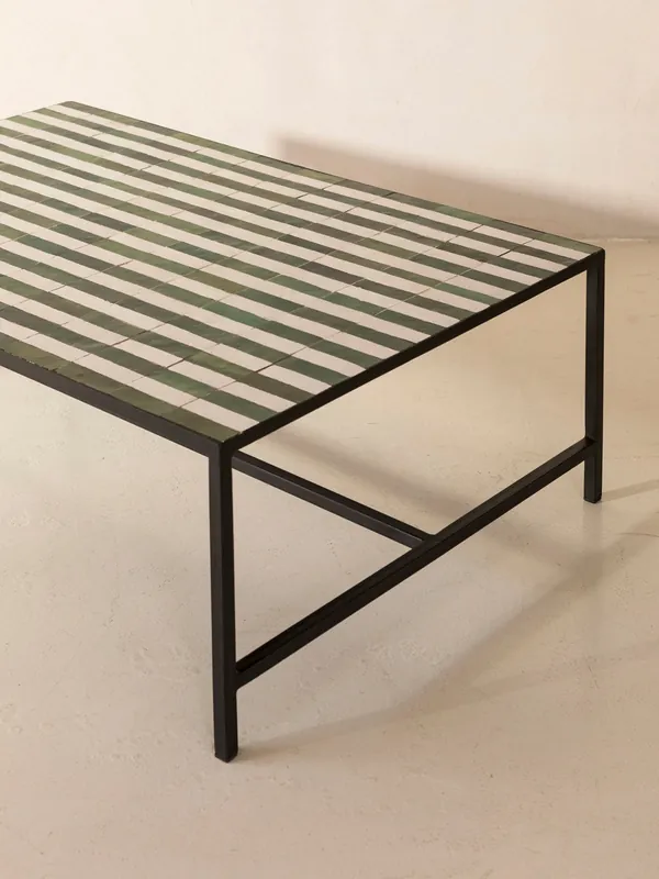 Mesa de centro Zellige Rayas Verdes y Blancas - Rachid