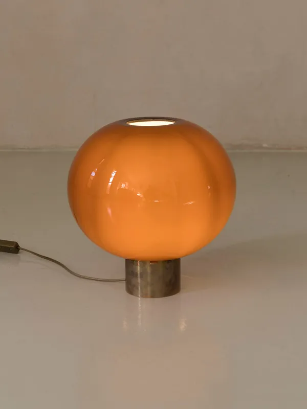 Lámpara sobremesa murano teja y latón - Cucci Giampiero