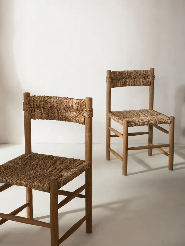 Silla teca y fibra natural - Vical