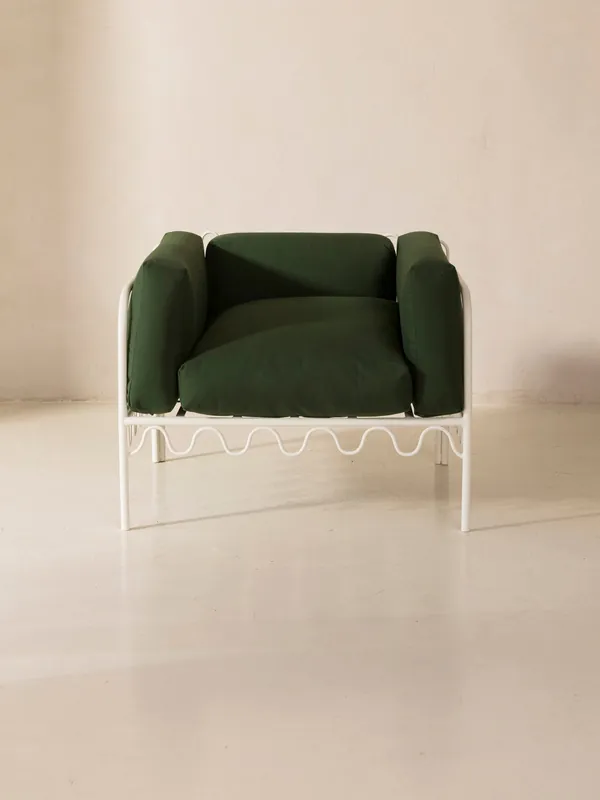 Butaca Festón blanca y verde - Honoré Deco