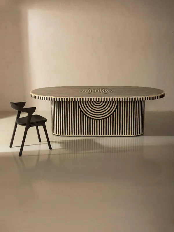Mesa ovalada marquetería África 200,5cm - Badr