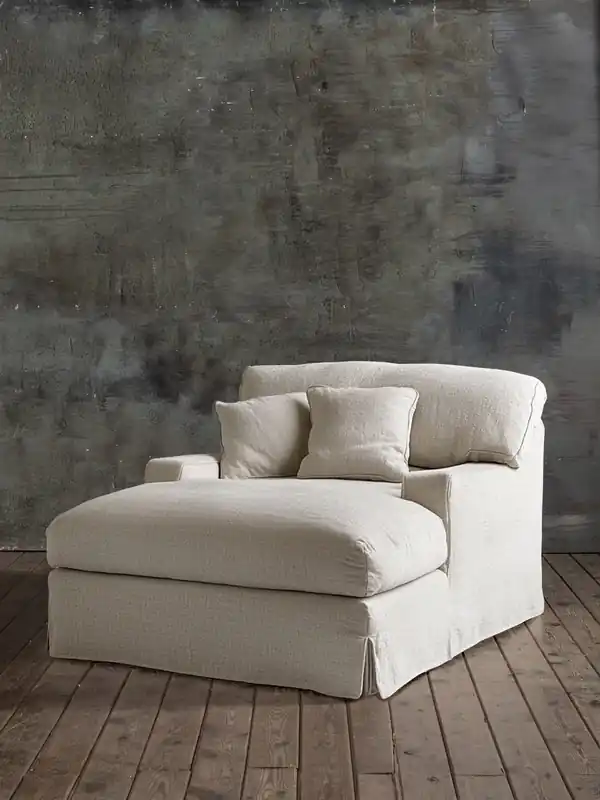 Chaise longue Capri lino Blanco Natur - Tapidisseny