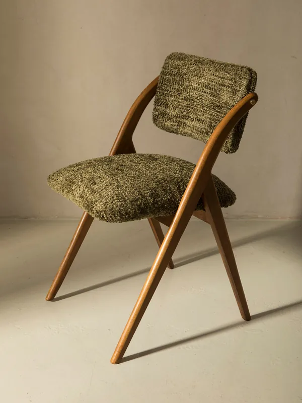 Silla italiana verde bouclé - Cucci Giampiero
