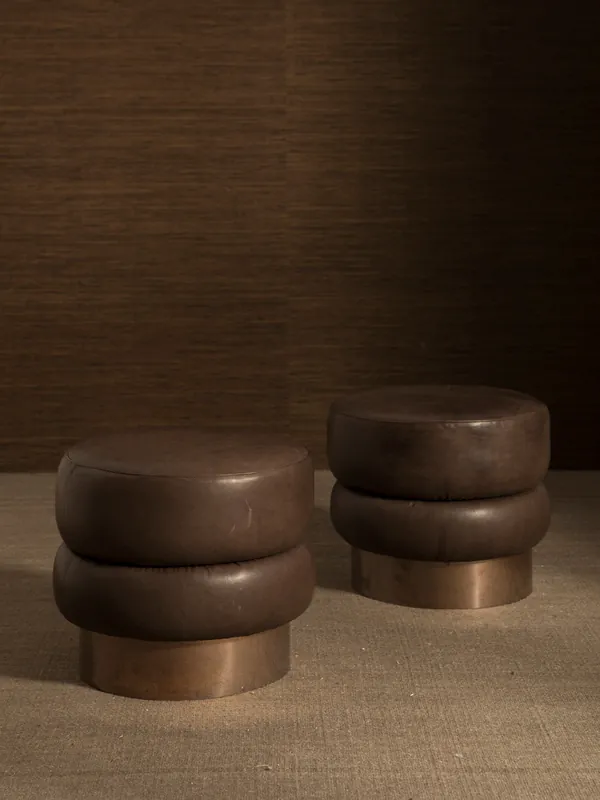 Pouf cuero Chromo Visón - Cucci Giampiero