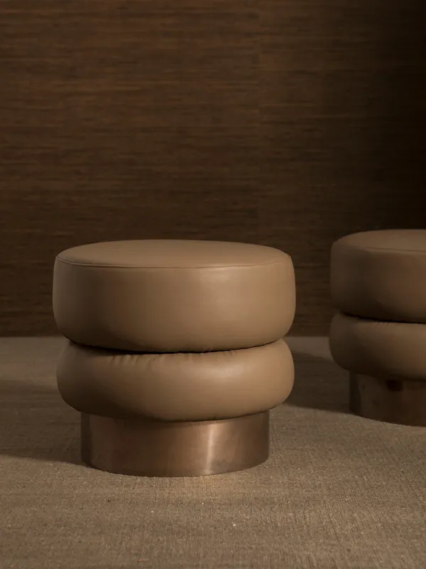 Pouf cuero Chromo Caramel - Cucci Giampiero