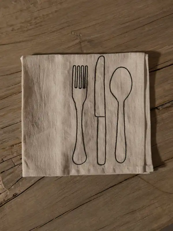Paño “Cutlery” lino natural 55x55cm - Oeuvres Sensibles