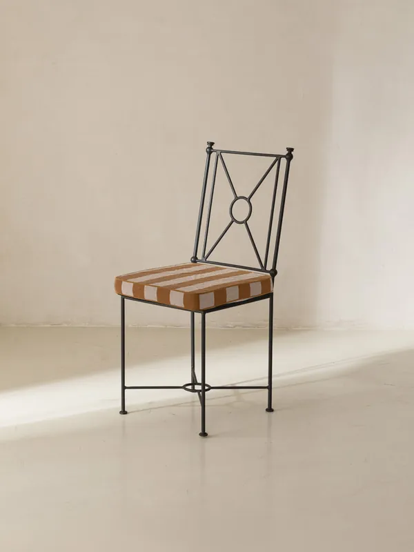 Funda Silla Medaillon Mostaza y Blanco - Rachid