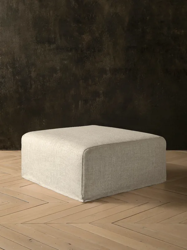 Pouf Comporta lino blanco natur - Tapidisseny
