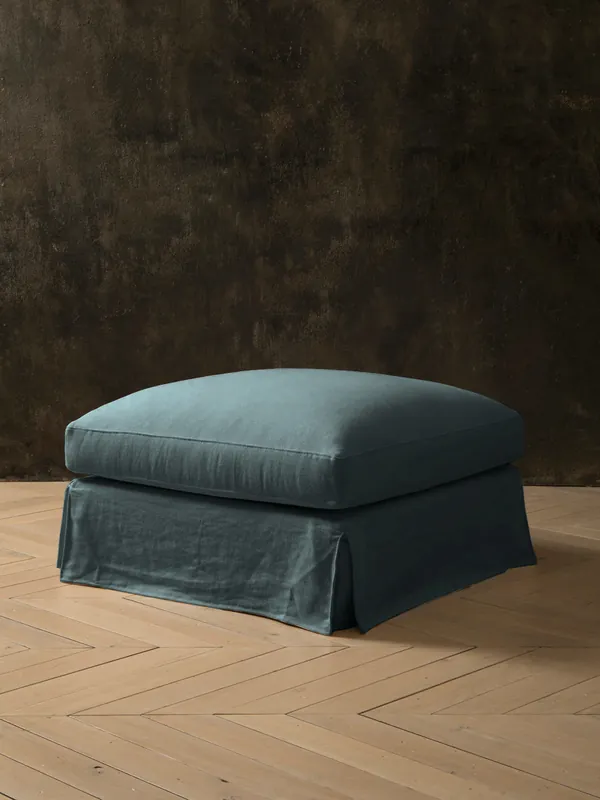 Pouf Amberes lino azul plomizo - Tapidisseny