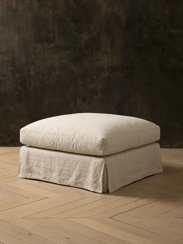 Pouf Amberes lino blanco natur - Tapidisseny