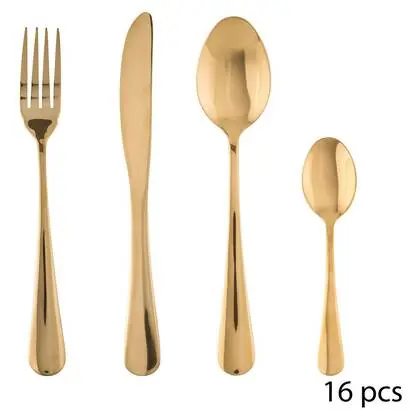 Juego de cubiertos de 16 piezas "Gold" - atmosphera.com