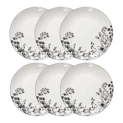 Lote de 6 platos llanos "White Floral" - atmosphera.com