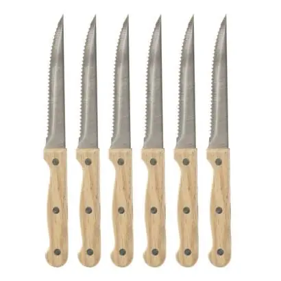 Juego de 6 cuchillos de carne "Madera" - atmosphera.com