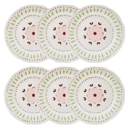 Lote de 6 platos de postre "Fleur De Rose" - atmosphera.com