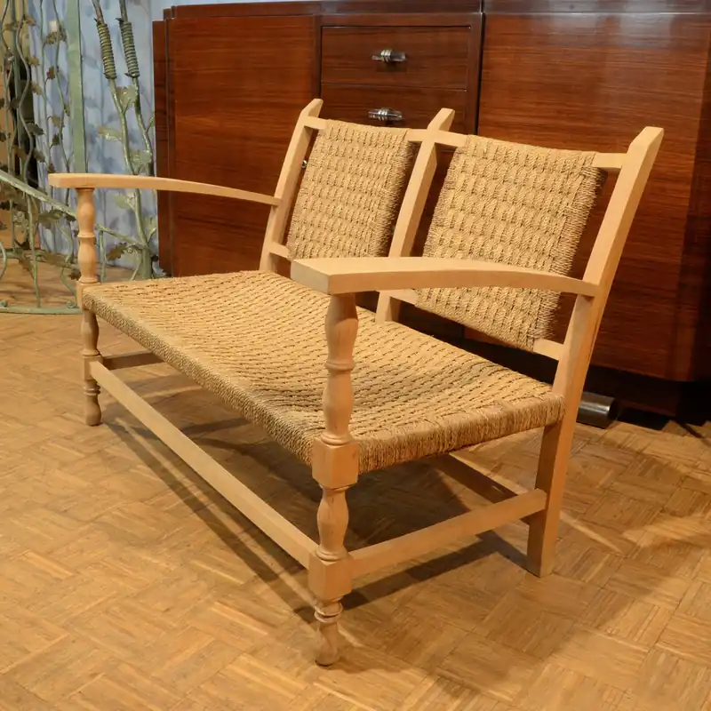 Sofá dos plazas de madera y cuerda estilo Torres Clavé - Sillones