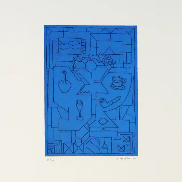 Alfredo Alcain, bodegón azul,año 1991