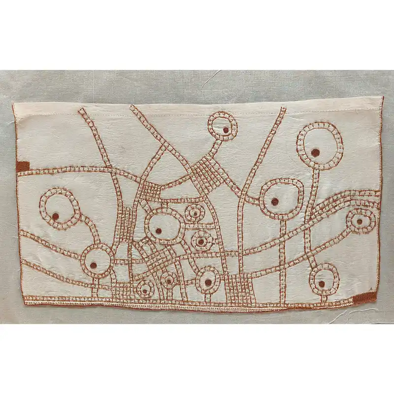 Amparo de la Sota. Mapa X, 2025 . Bordado a mano sobre tela antigua
