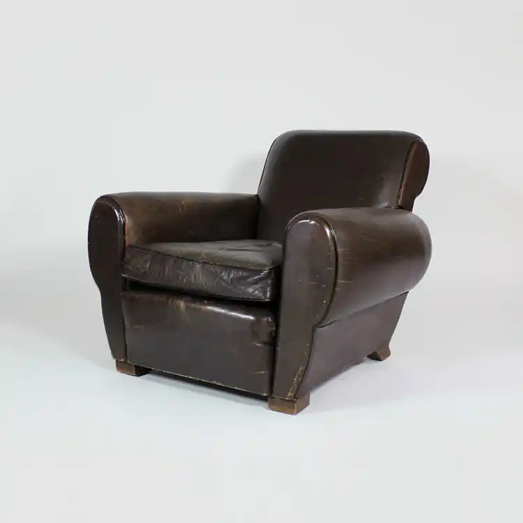 Pareja de sillones de cuero, años 40