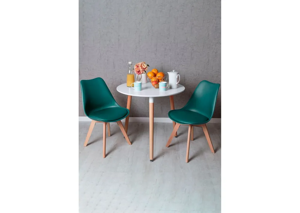 Conjunto Mesa Tower Redonda 80 cm Blanca y Pack 2 Sillas Synk Pro - Muebles