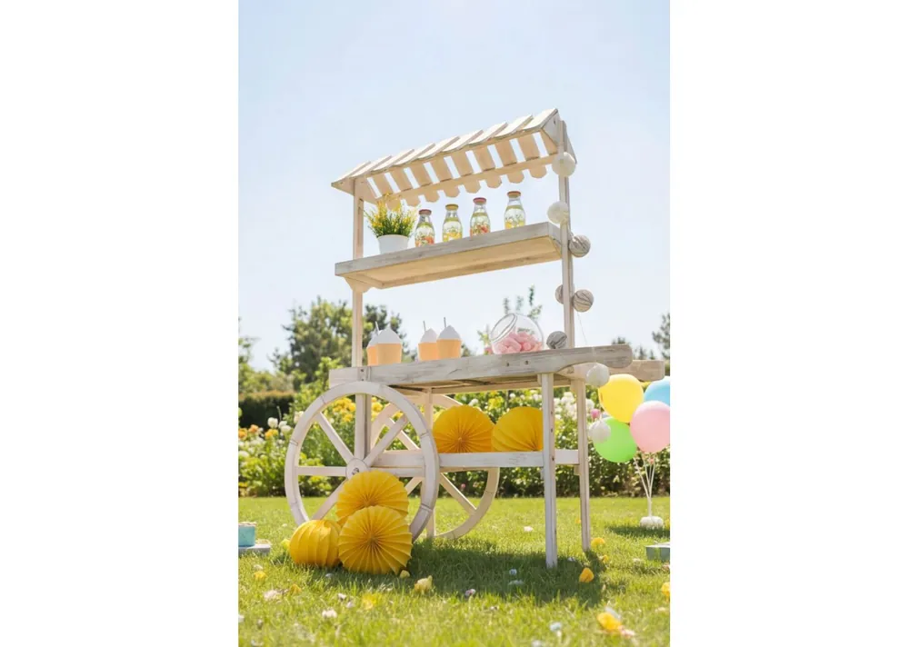 Carrito Candy Bar Madera Strawberry Envejecido - Muebles