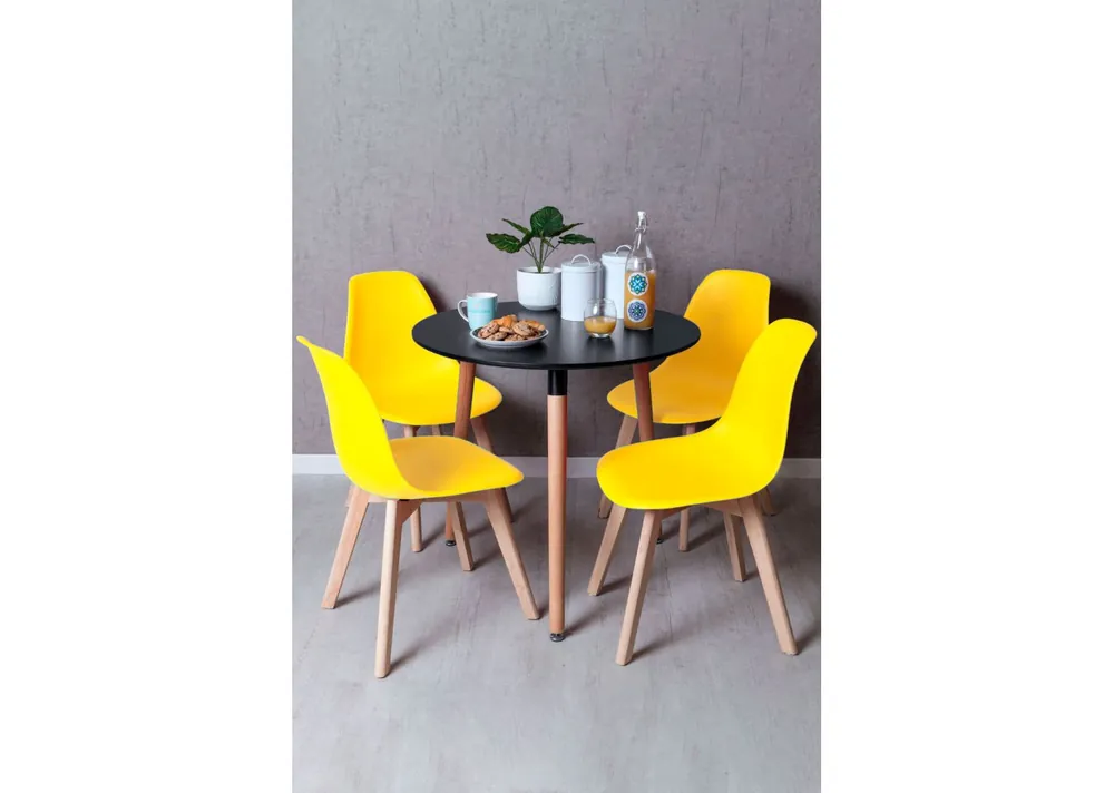 Conjunto Mesa Tower Redonda 80 cm Negra y Pack 4 Sillas Kelen - Ofertas Cyber Monday
