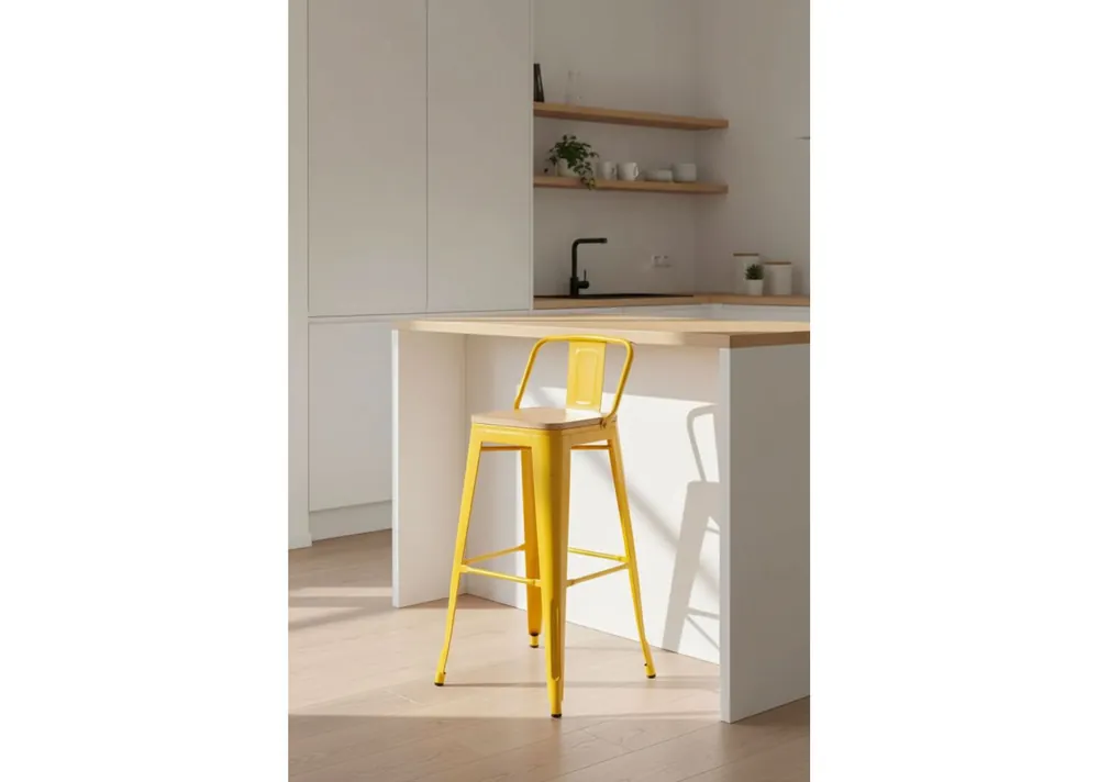 Taburete Torix Respaldo Madera Natural - Taburetes