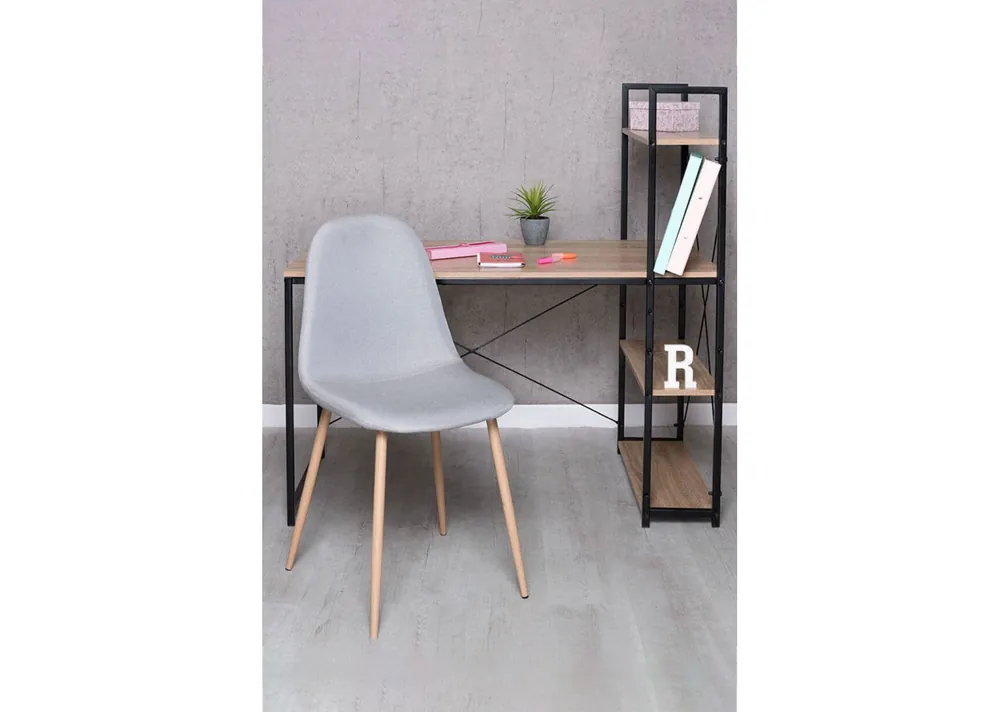 Conjunto Escritorio Kecil y Silla Teok Tela - Muebles