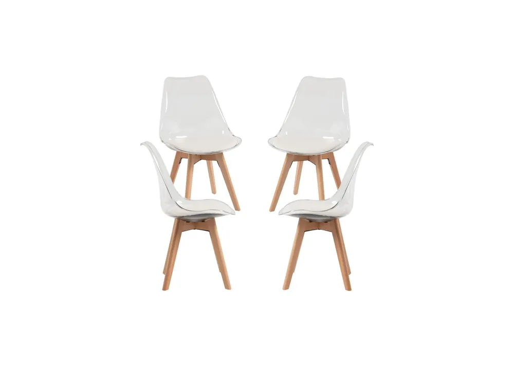 Pack 4 Sillas Synk Transparente Asiento - Packs Sillas Comedor