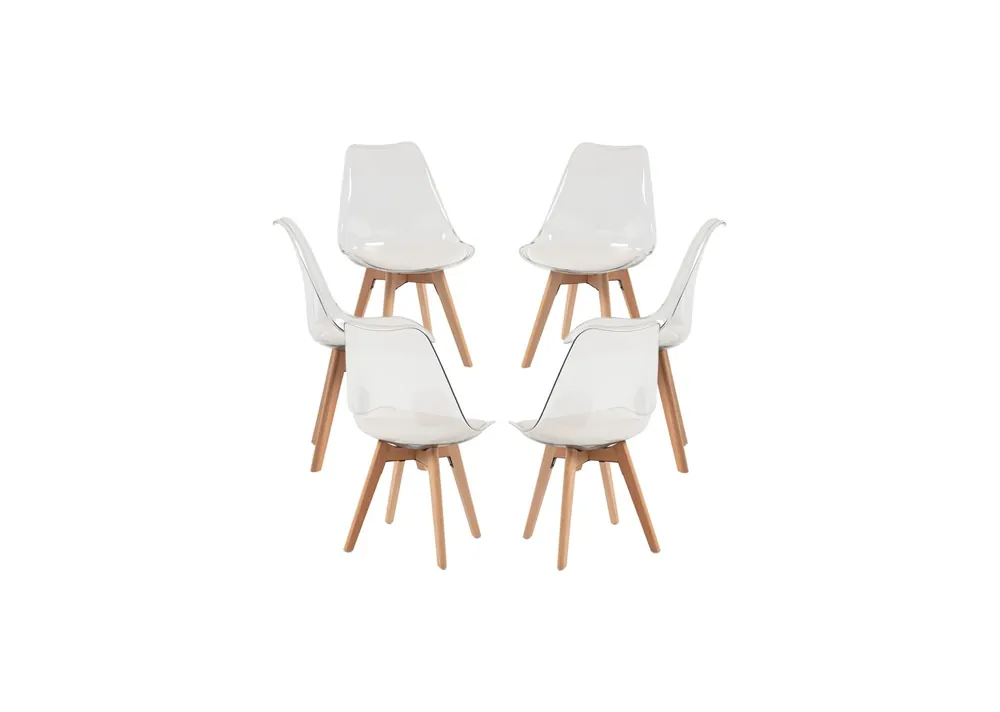 Pack 6 Sillas Synk Transparente Asiento - Packs Sillas Comedor