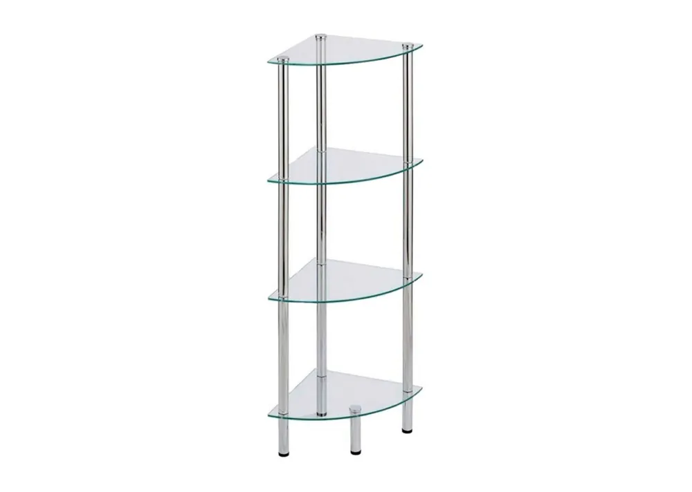 Estantería Rincón de 4 Niveles en Vidrio - Muebles