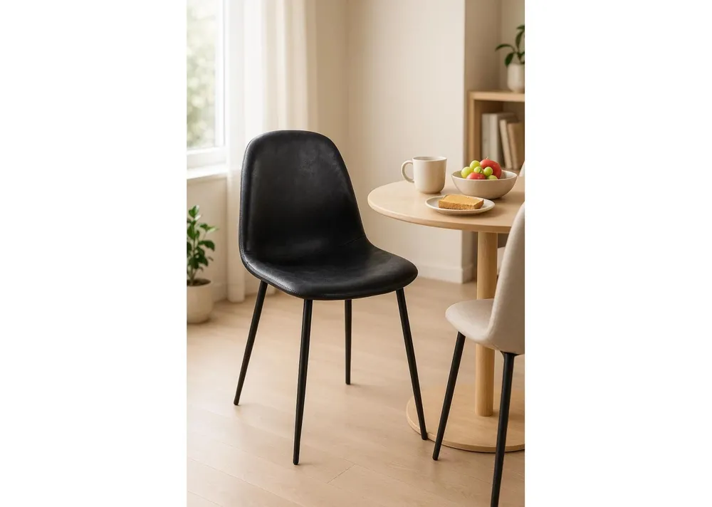 Silla Black Teok Polipiel Vintage - Sillas