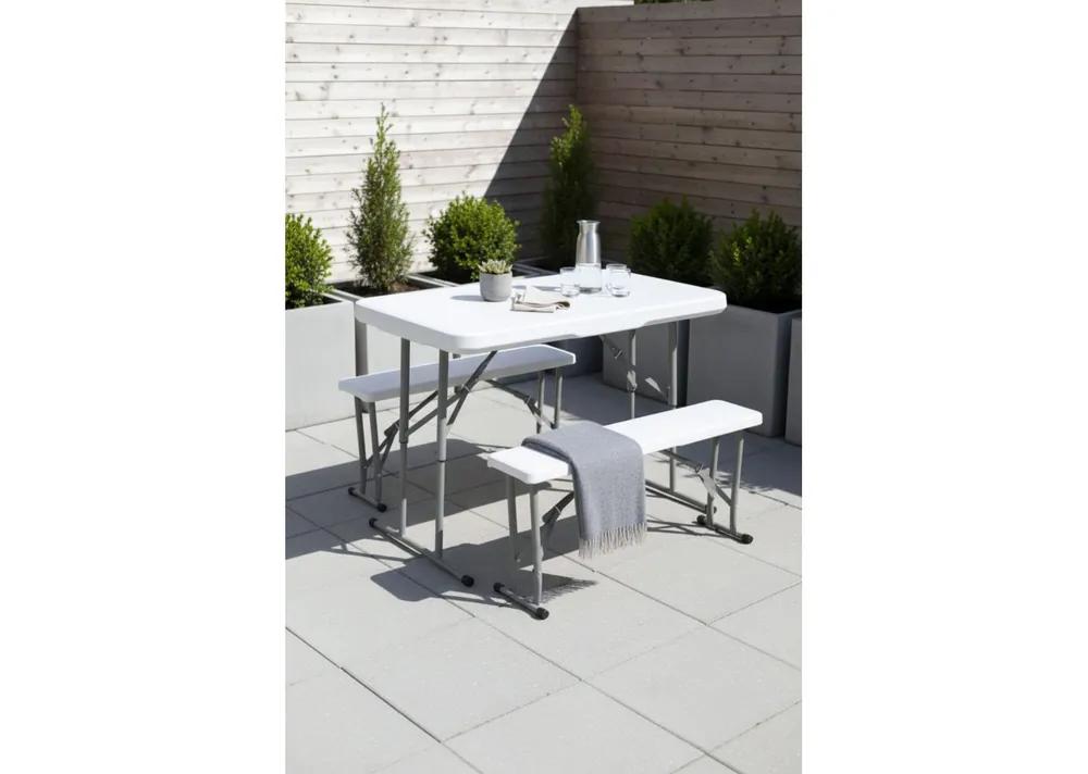 Set Resin Mesa + Bancos - Sillas